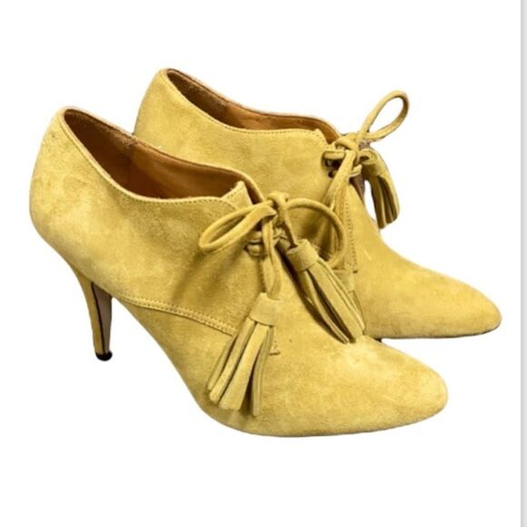 Bettye Muller Mustard Roxy Suede Nettario Heeled Bootie - Picture 1 of 9